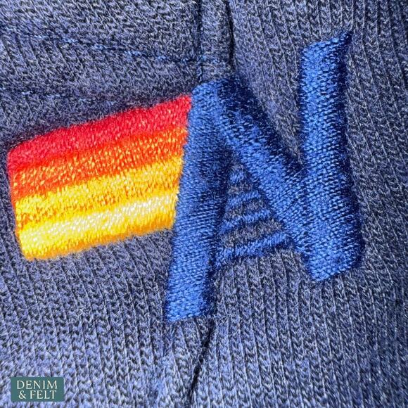 Aviator Nation Malibu Rainbow Stripe Zip Hoodie Navy Gray Trim Women’s Small - Picture 6 of 8